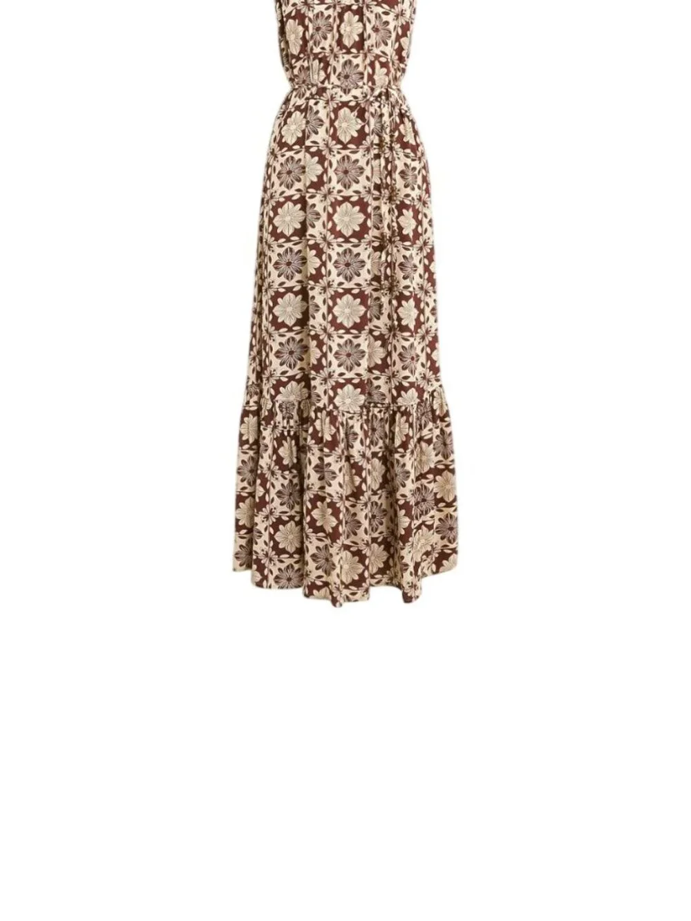 New J.Crew Womens Caspia Floral Crepe Maxi Dress  Brown/White L Sleeveless - Picture 15 of 15